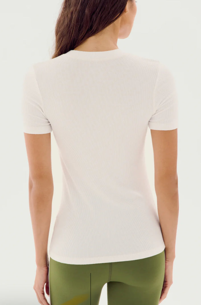 Louise Rib Short Sleeve- White