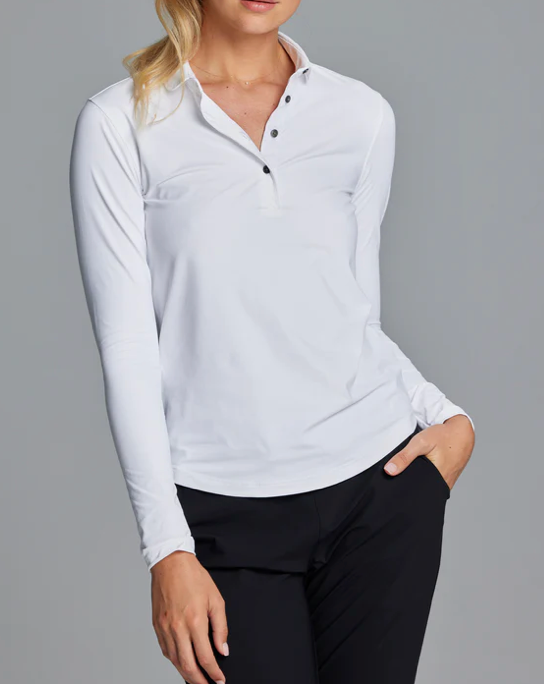 Greyson Scarlett Long Sleeve Polo - White - Game Set