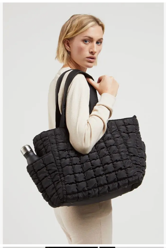 Quilted nylon tote on sale