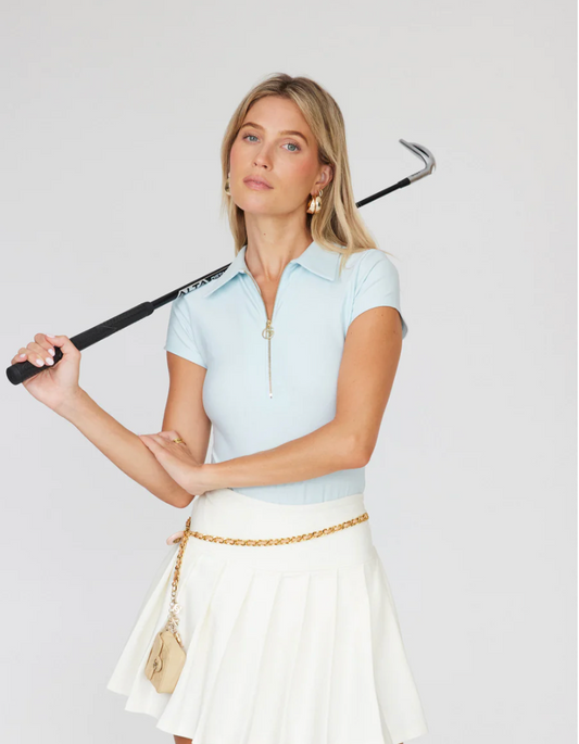 Zip Front Smoothing Bodysuit- Baby Blue