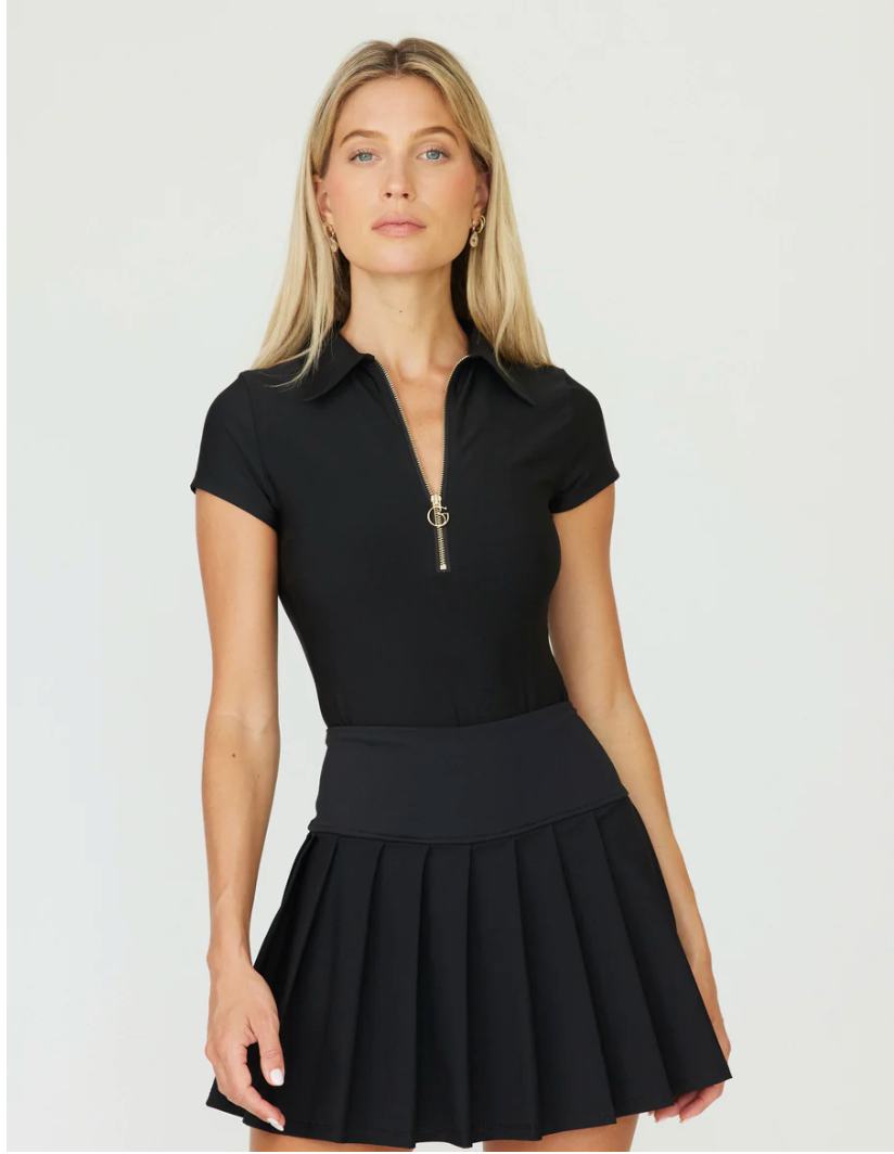 Zip Front Smoothing Bodysuit-Black
