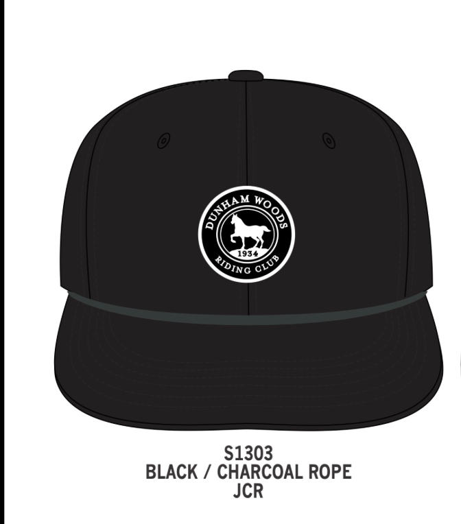 Black hat with charcoal rope