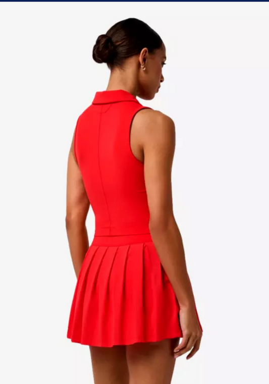 Moveknit Zip Women's Sleeveless Golf Polo Shirt-tomato