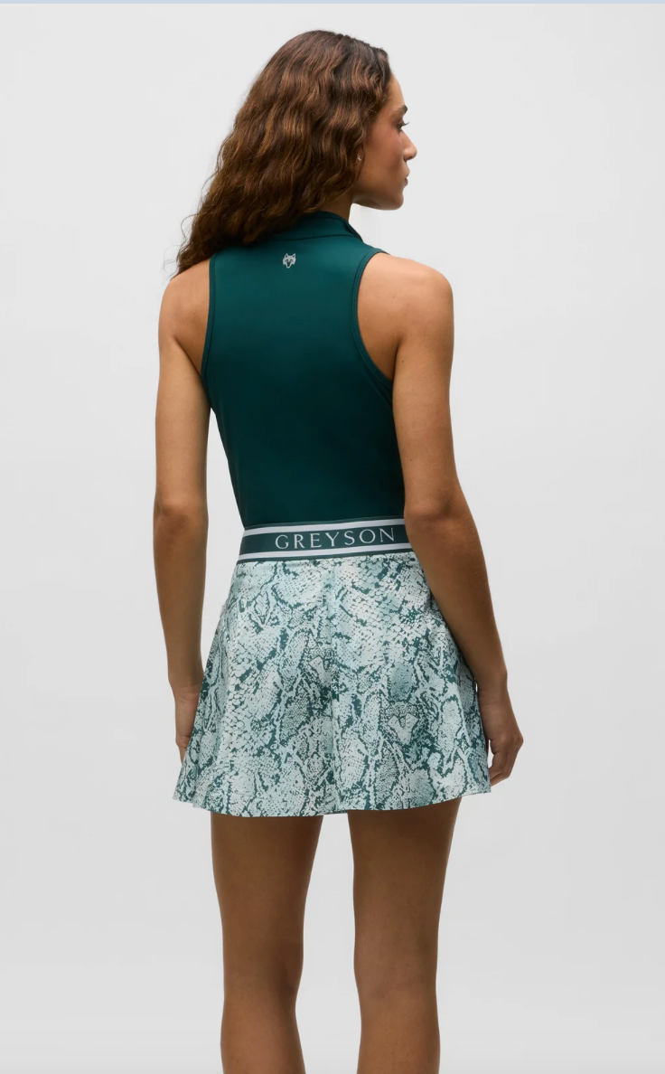 Sleeveless Vesta Mock Neck Top- agate green