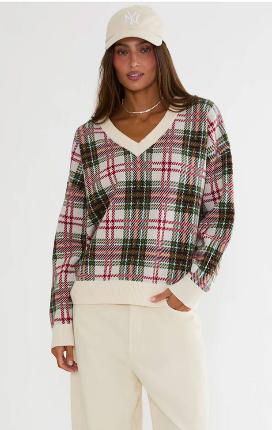 Joey Sweater- Frosted Pine Plaid