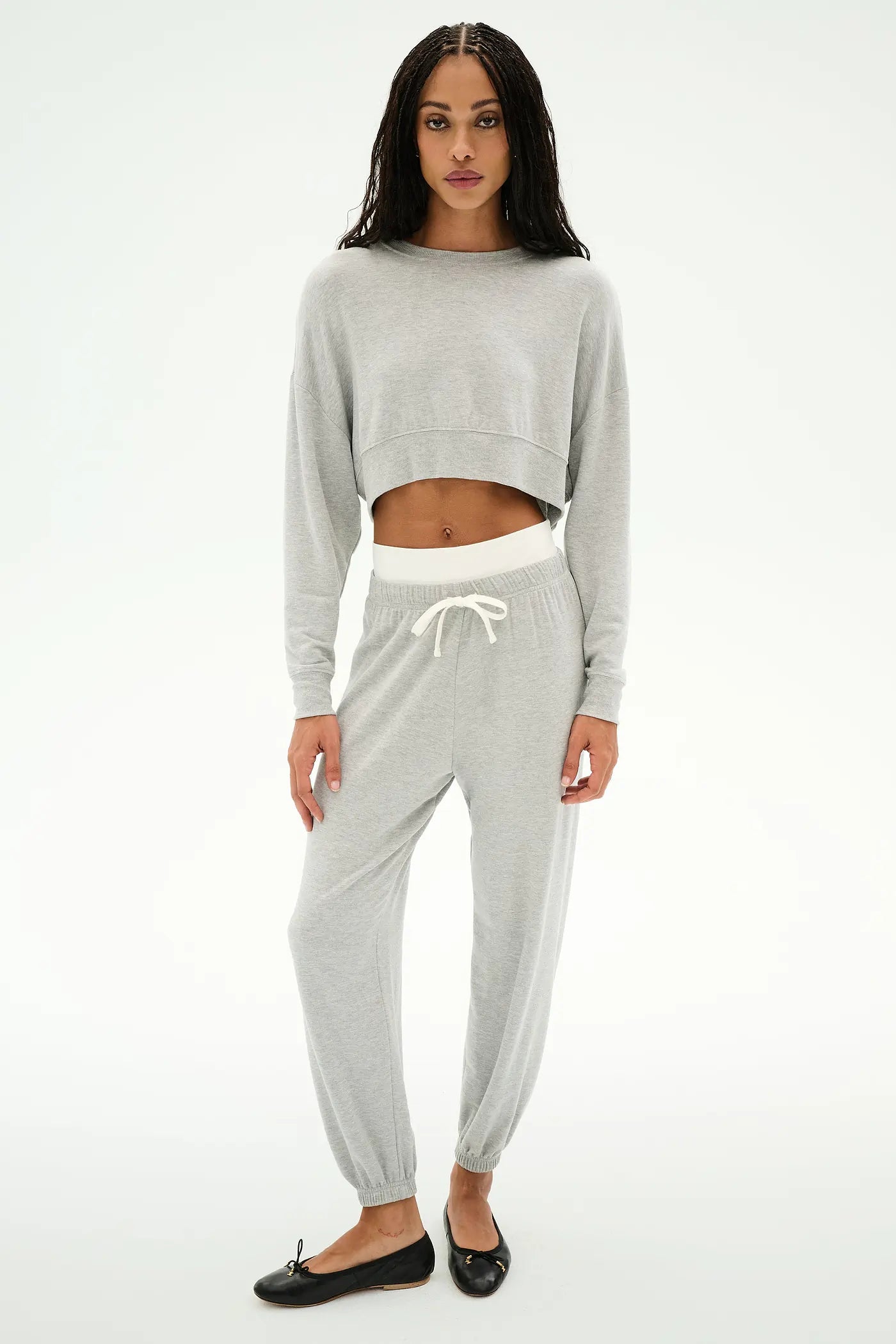 Andie Dual Waist Sweatpant-Heather grey