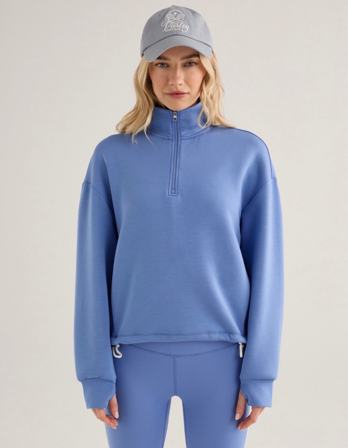 Sian Cropped Half-Zip Sweat- Marina