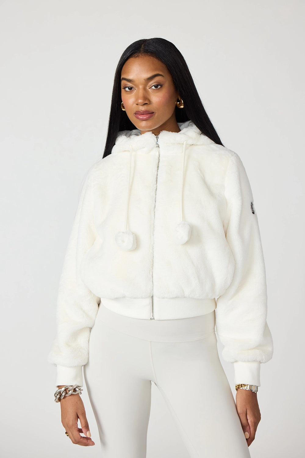 Plush Bomber Jacket- Vanilla