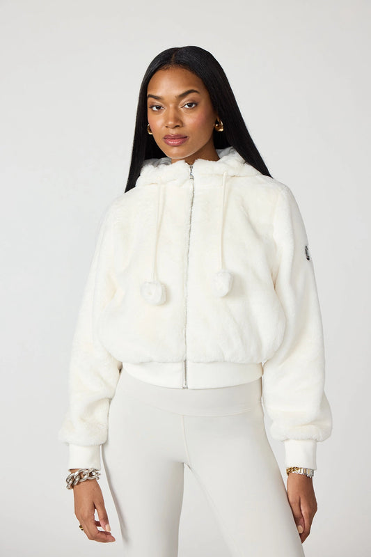 Plush Bomber Jacket- Vanilla