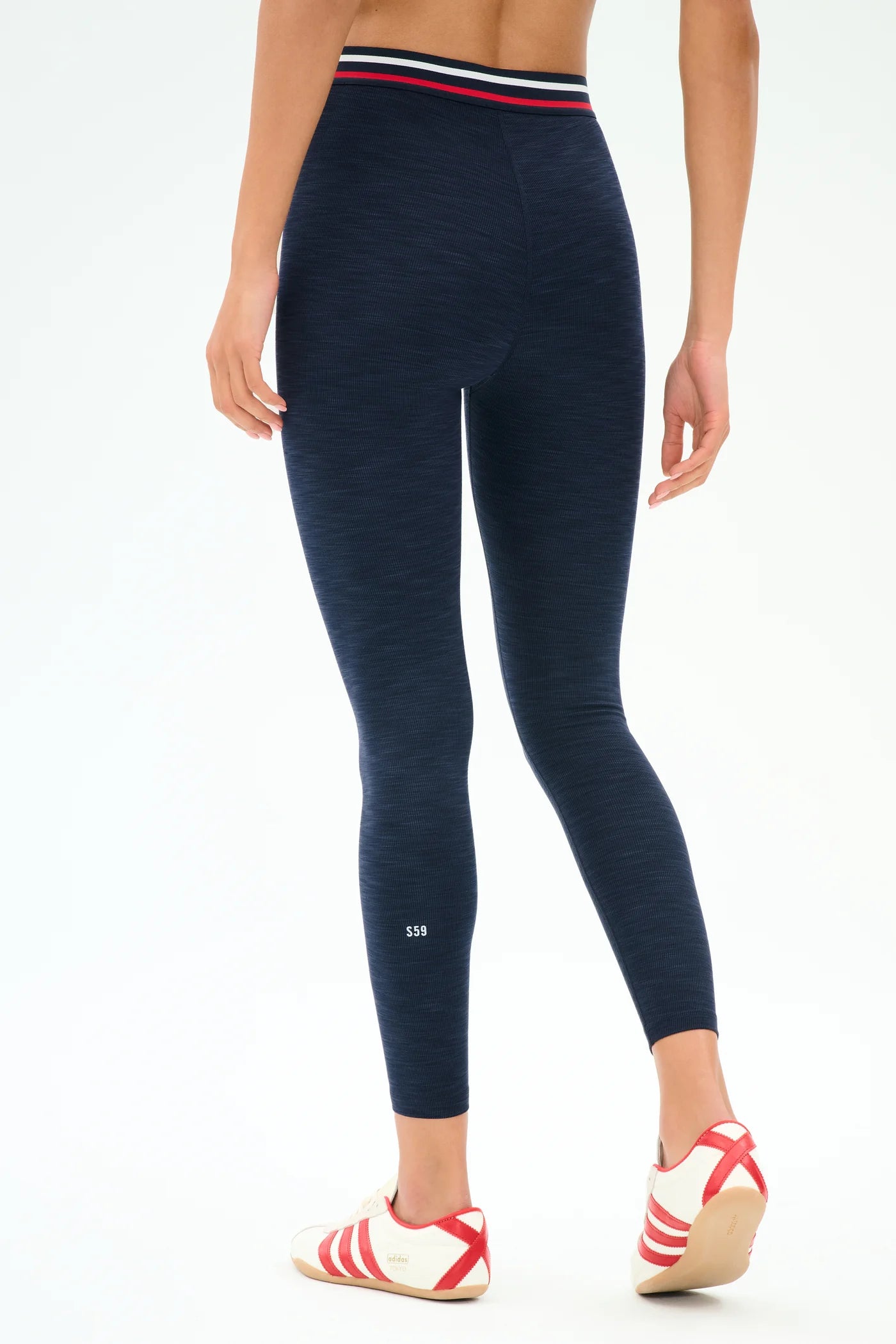 Bailey High Waist Active Rib 7/8- Heather Indigo
