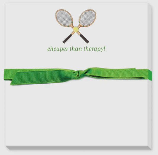 “Cheaper than therapy” tennis doodle notepad