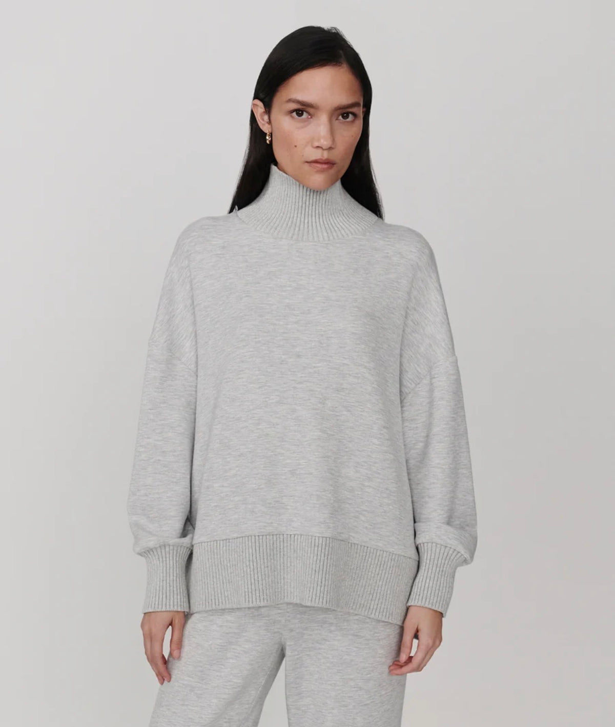 Barker High-Neck Sweat- Light Grey Marl