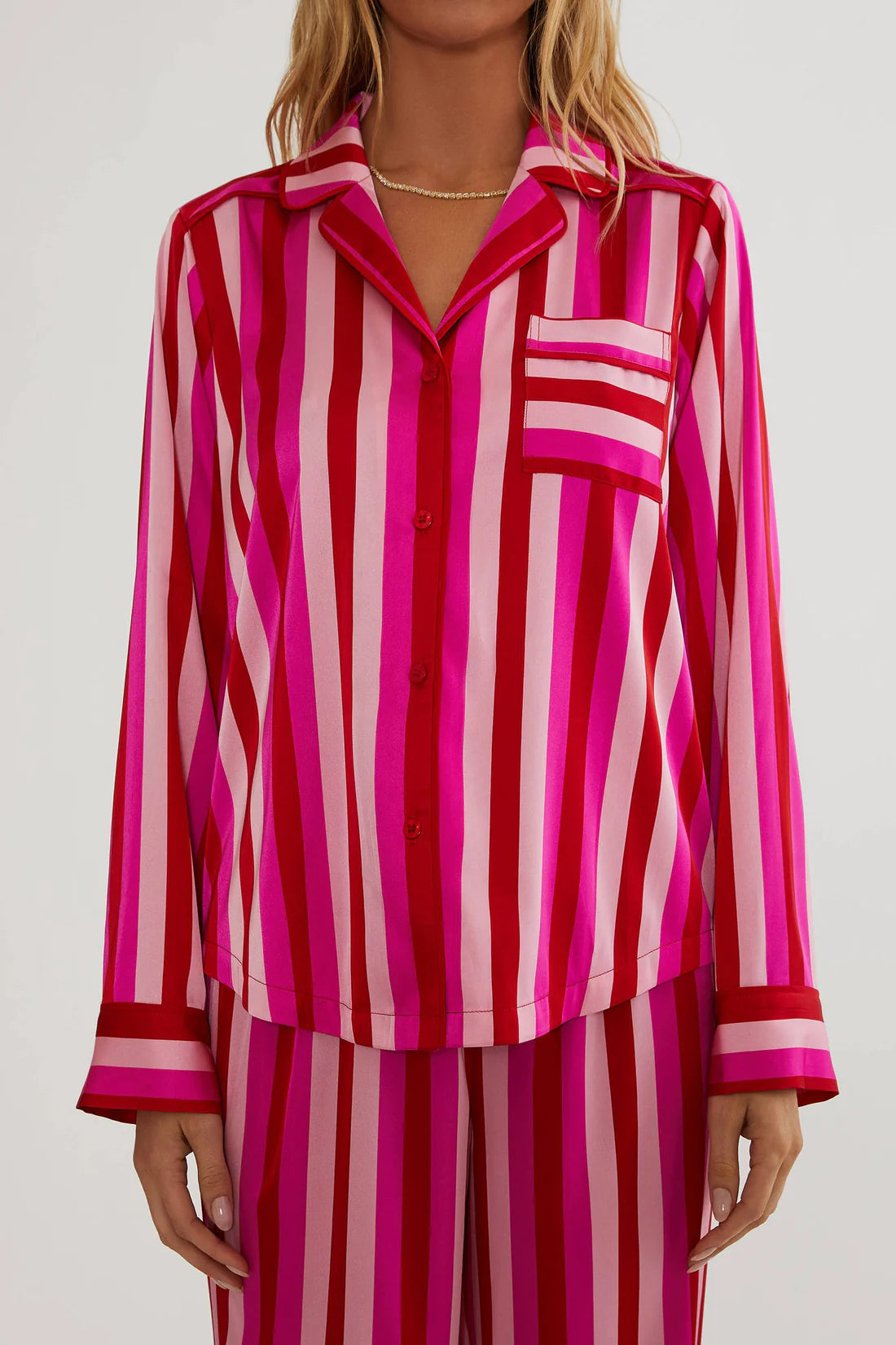 Livy Top & Connie Pant Pajama Set- pink & red stripe
