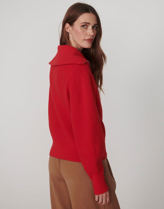 Enrico Zip-Through Knit Jacket-washed red