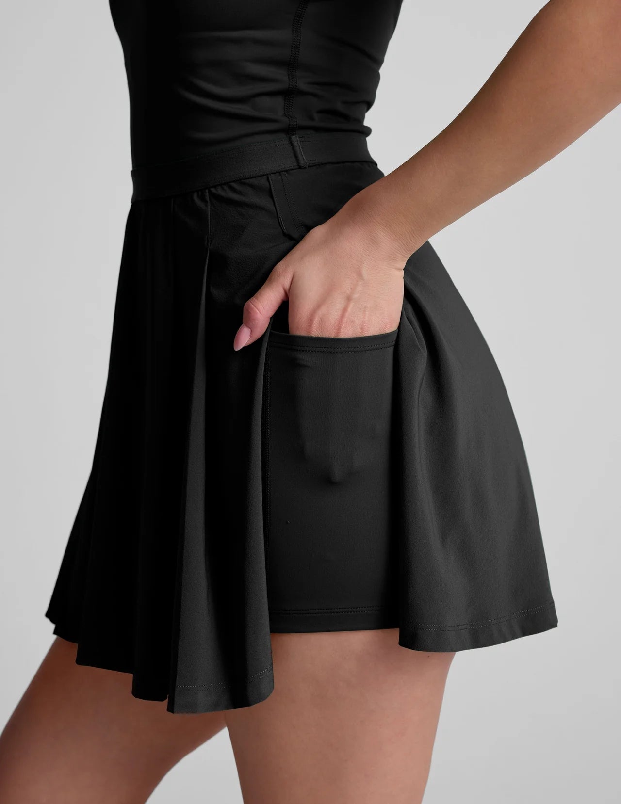 Score Pleated Active Dress-Black