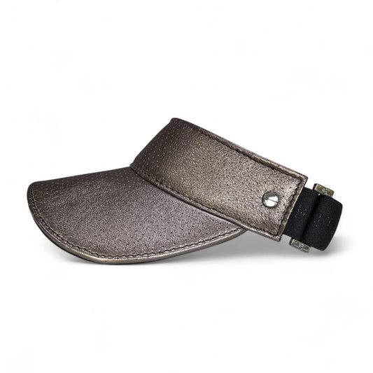 The Leather Visor-Pewter Shimmer & Gunmetal