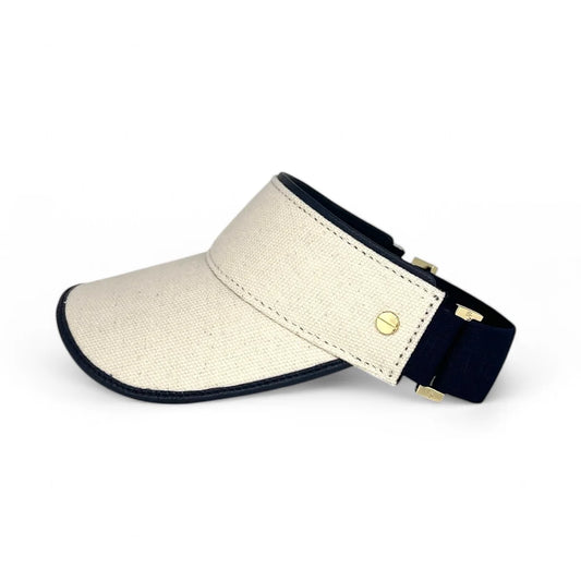 The Play & Aprés Visor- Natural Canvas-Navy Leather