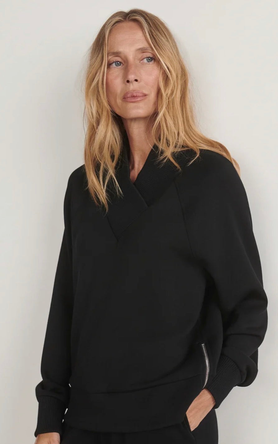 Macie Zip-Hem Sweater- Black