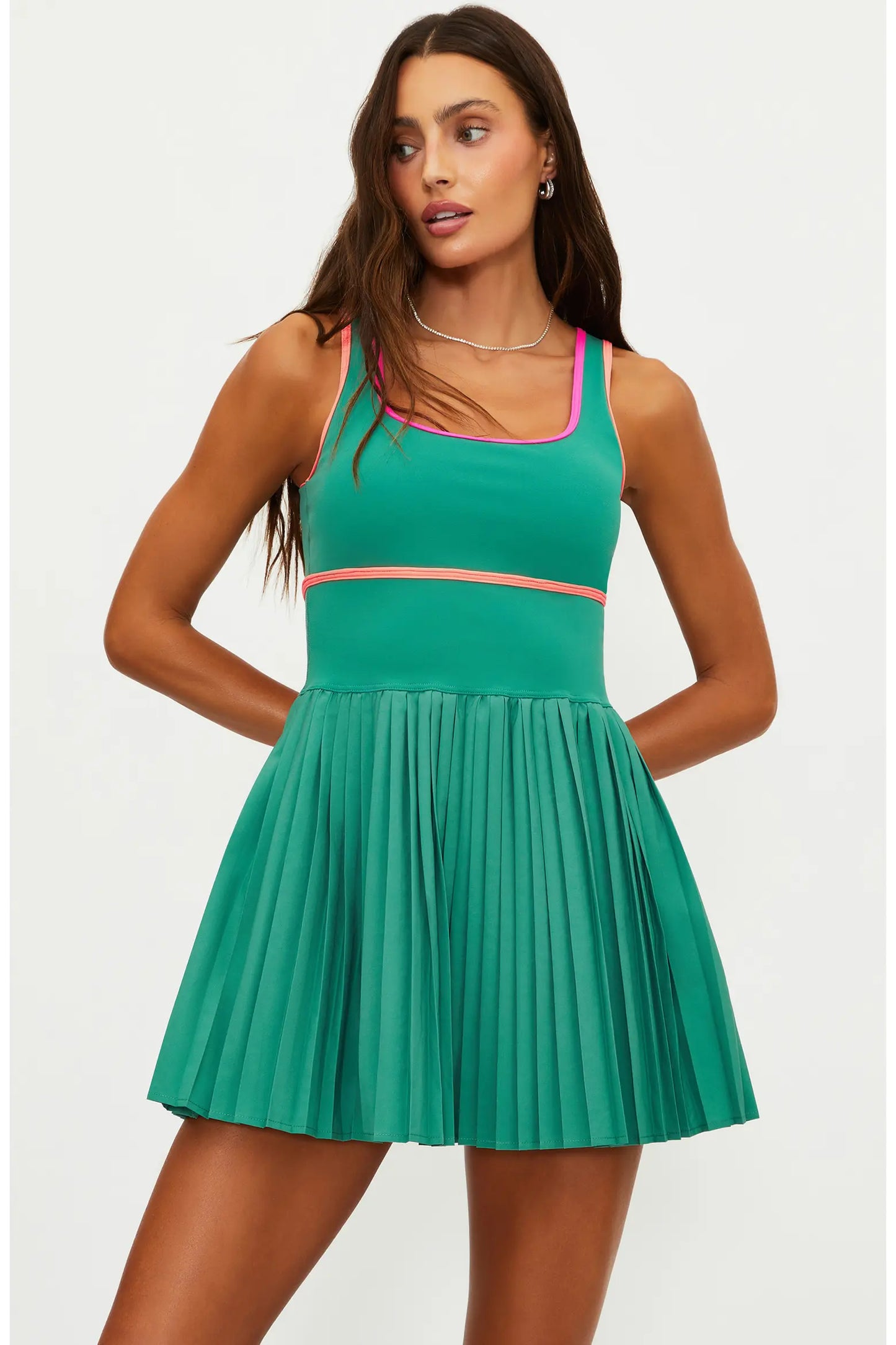 Antonia Dress- rally green colorblock