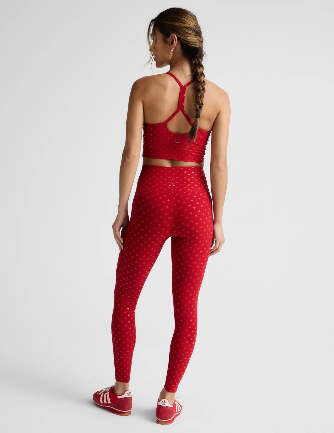 SoftShine High Waisted Midi Legging-Holly red ditsy hearts