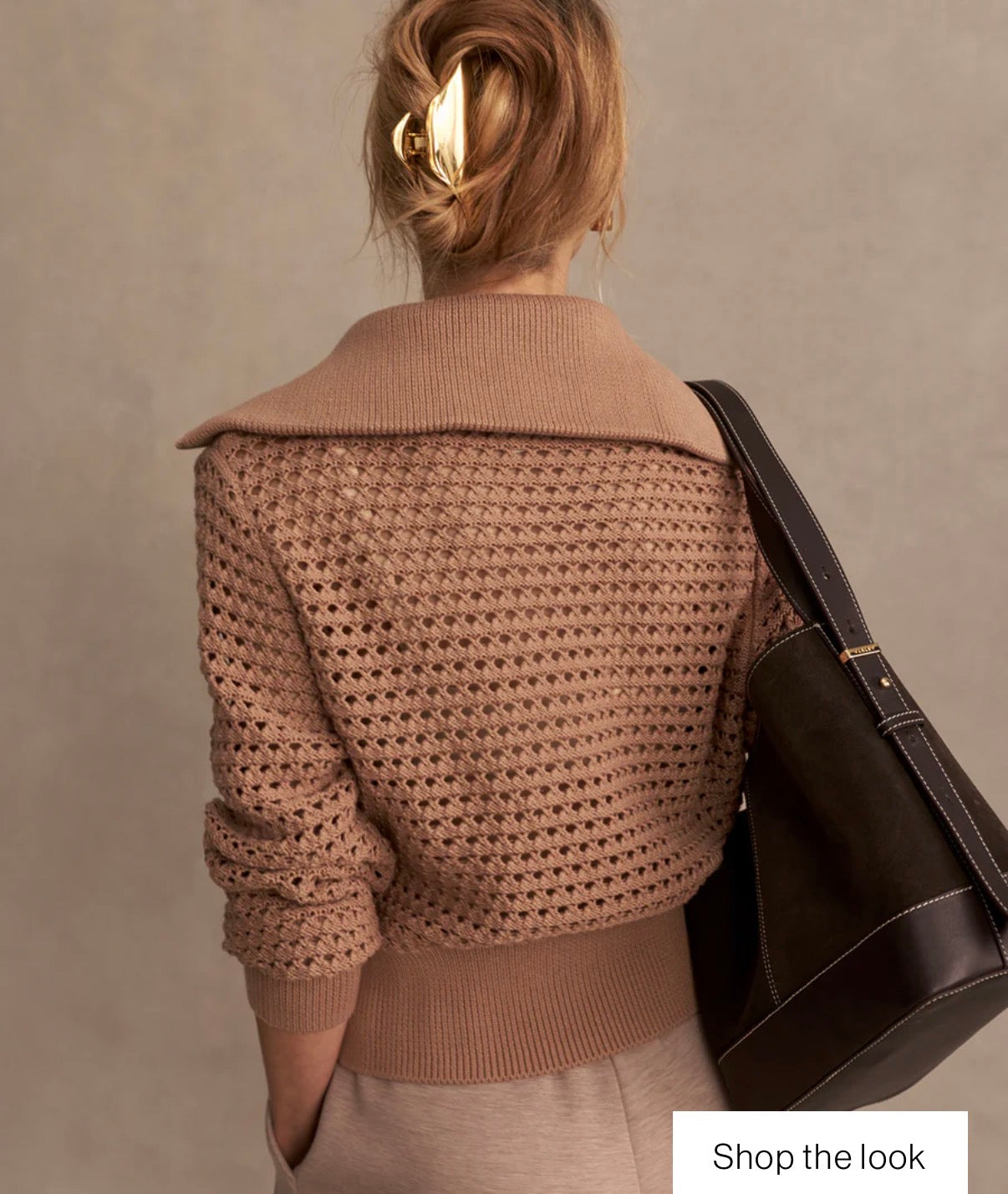 Eloise Zip-Through Knit- Warm Taupe