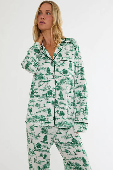Livy Top & Connie Pant Set Green Fairway Toile