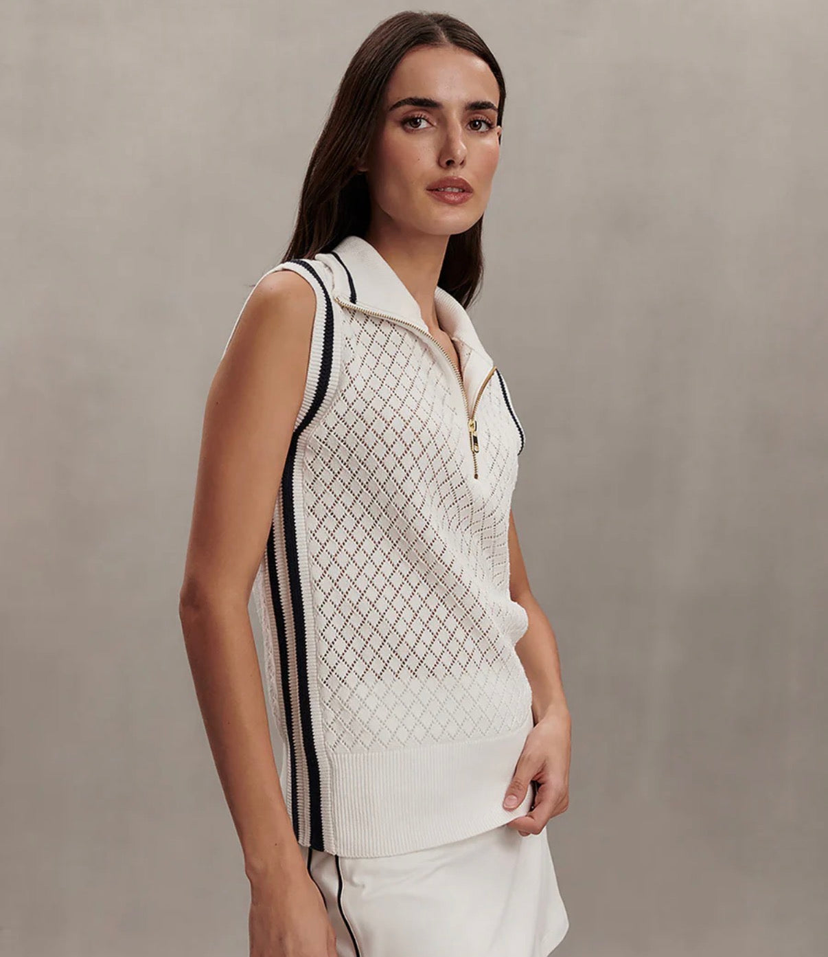 Stefan Half-Zip Vest-white