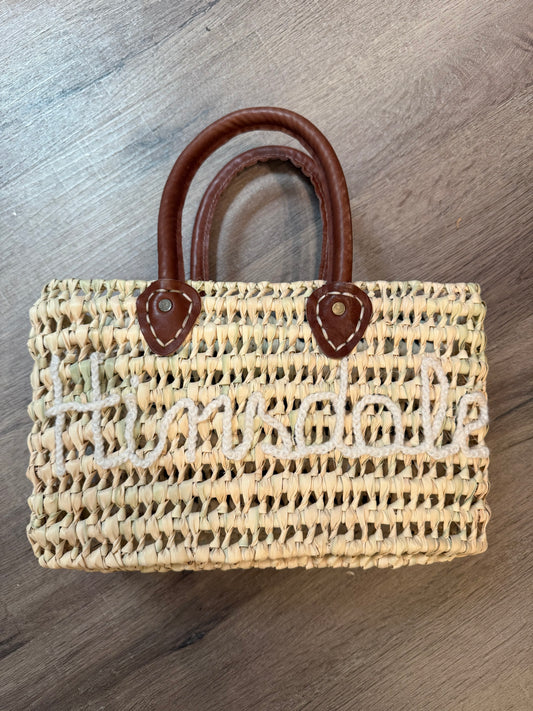 Palm Leaf “Hinsdale” handbag with leather handles