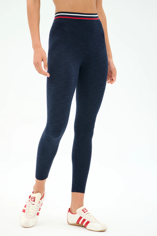 Bailey High Waist Active Rib 7/8- Heather Indigo