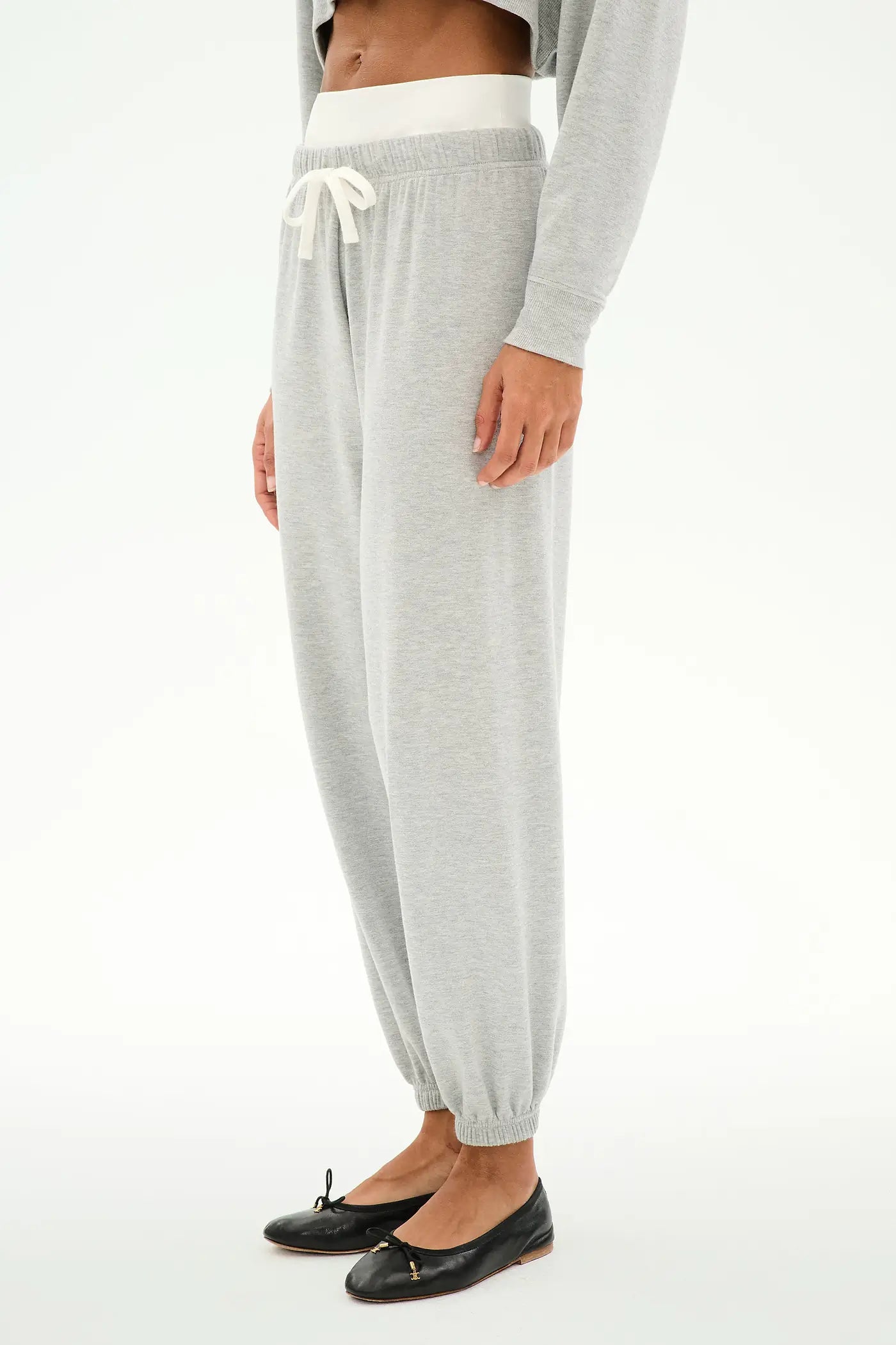 Andie Dual Waist Sweatpant-Heather grey
