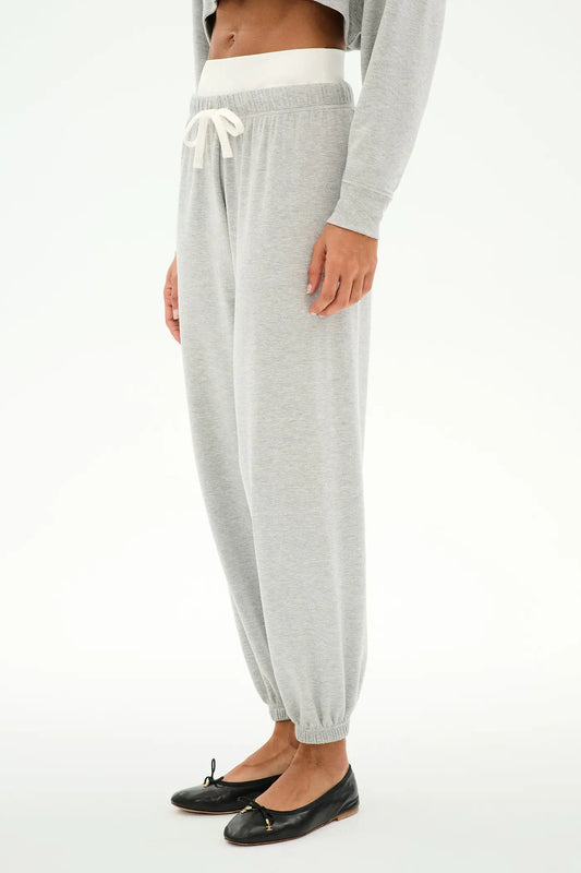 Andie Dual Waist Sweatpant-Heather grey
