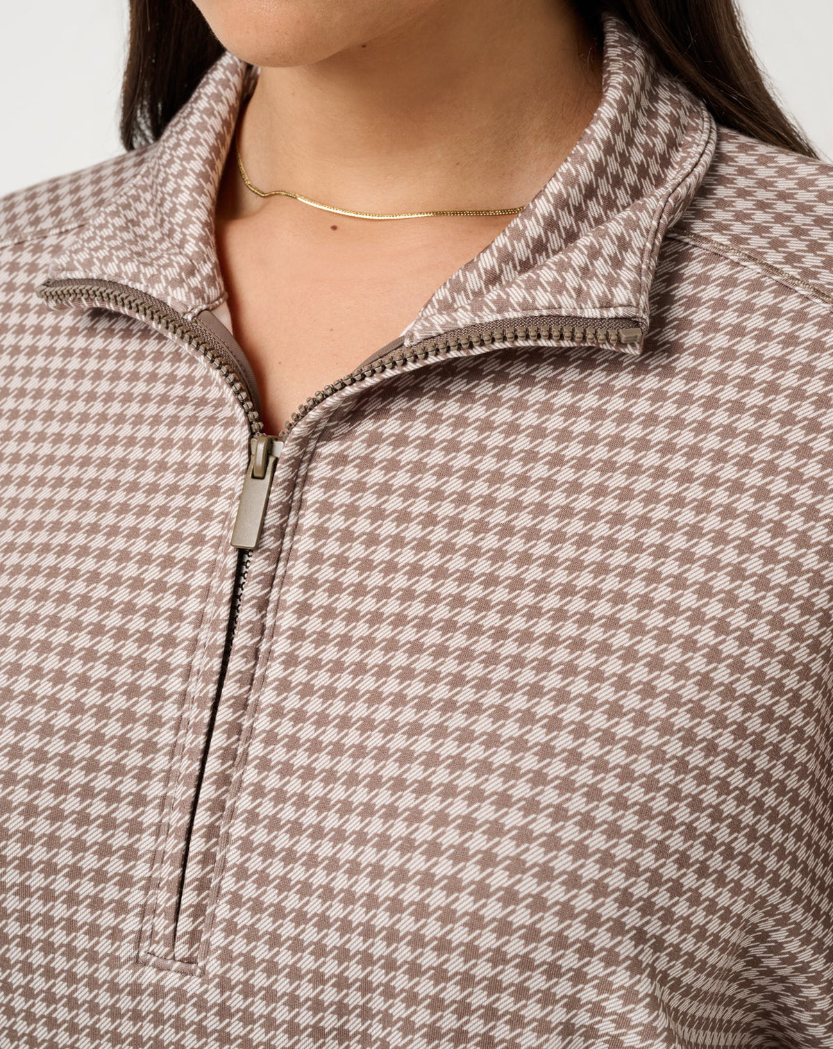 Printed Skyloft Soft Echo Half Zip- Walnut Multi