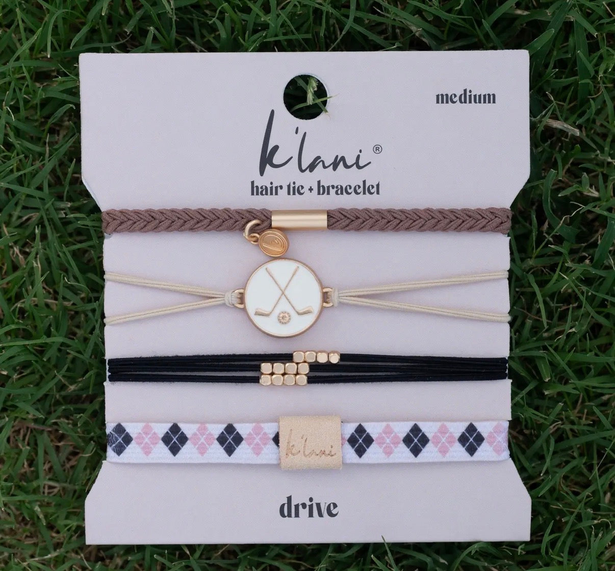 "Drive" Black and Cream Hair Tie Bracelets with Removable Ball Marker