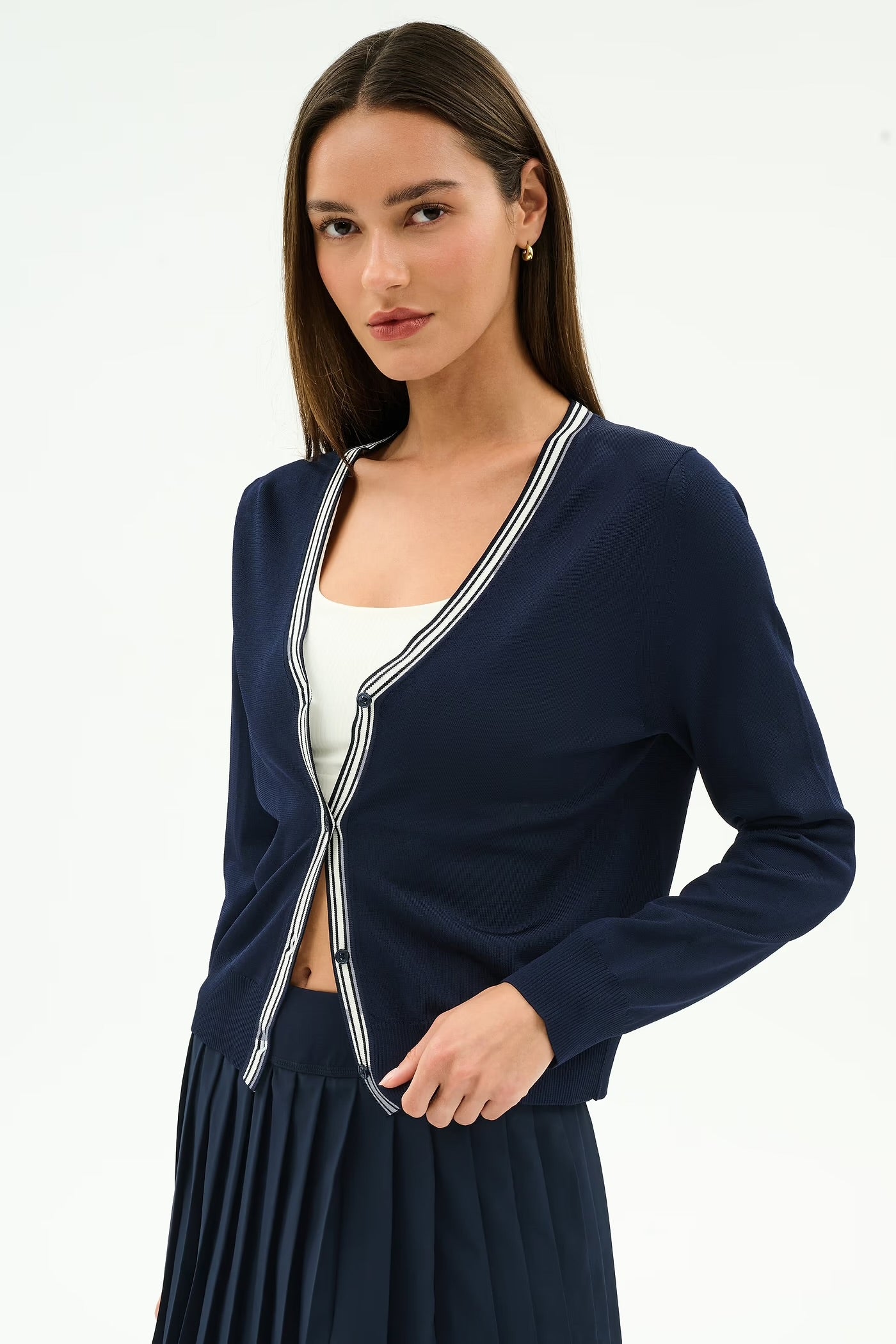 Bekah Knit Cardigan- indigo/white
