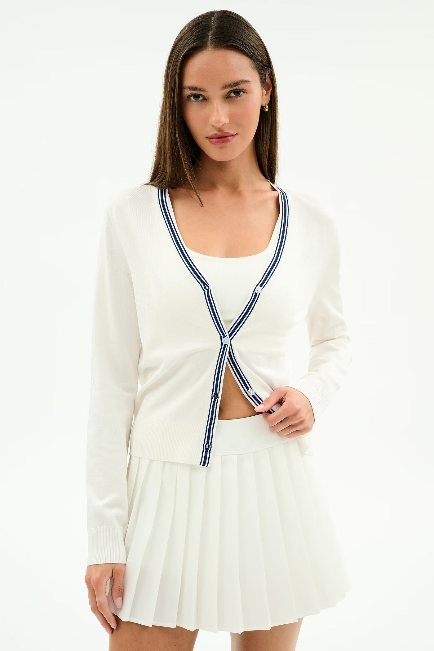 Bekah Knit Cardigan- white/indigo