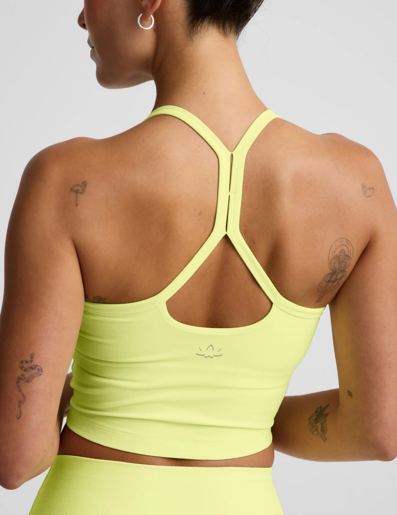 Spacedye™ Slim Racerback Cropped Tank- electric lime heather