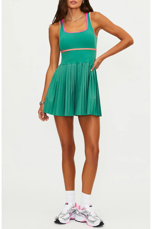 Antonia Dress- rally green colorblock