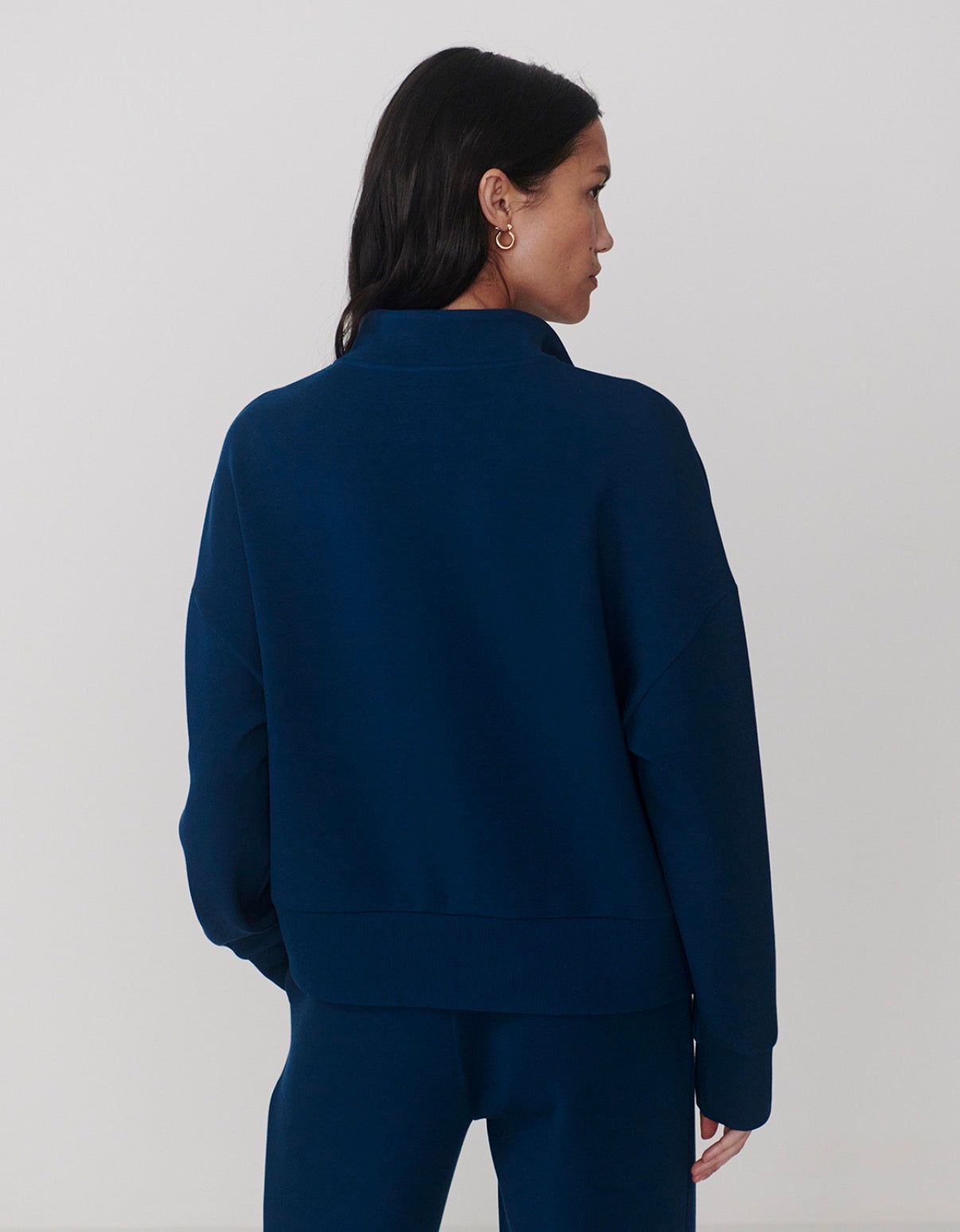 Mavis Mock Neck Sweat- Sea Blue