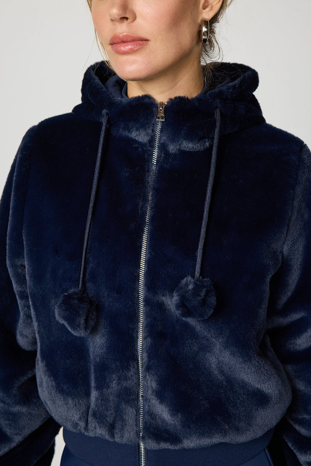 Plush Bomber Jacket- Navy Blazer