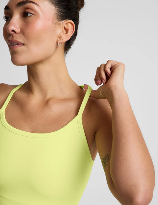 Spacedye™ Slim Racerback Cropped Tank- electric lime heather