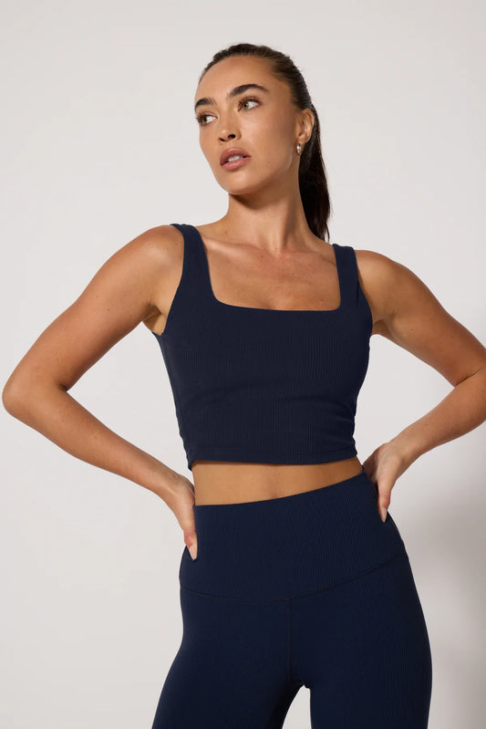 Ribbed Crop Tank- Navy Blazer
