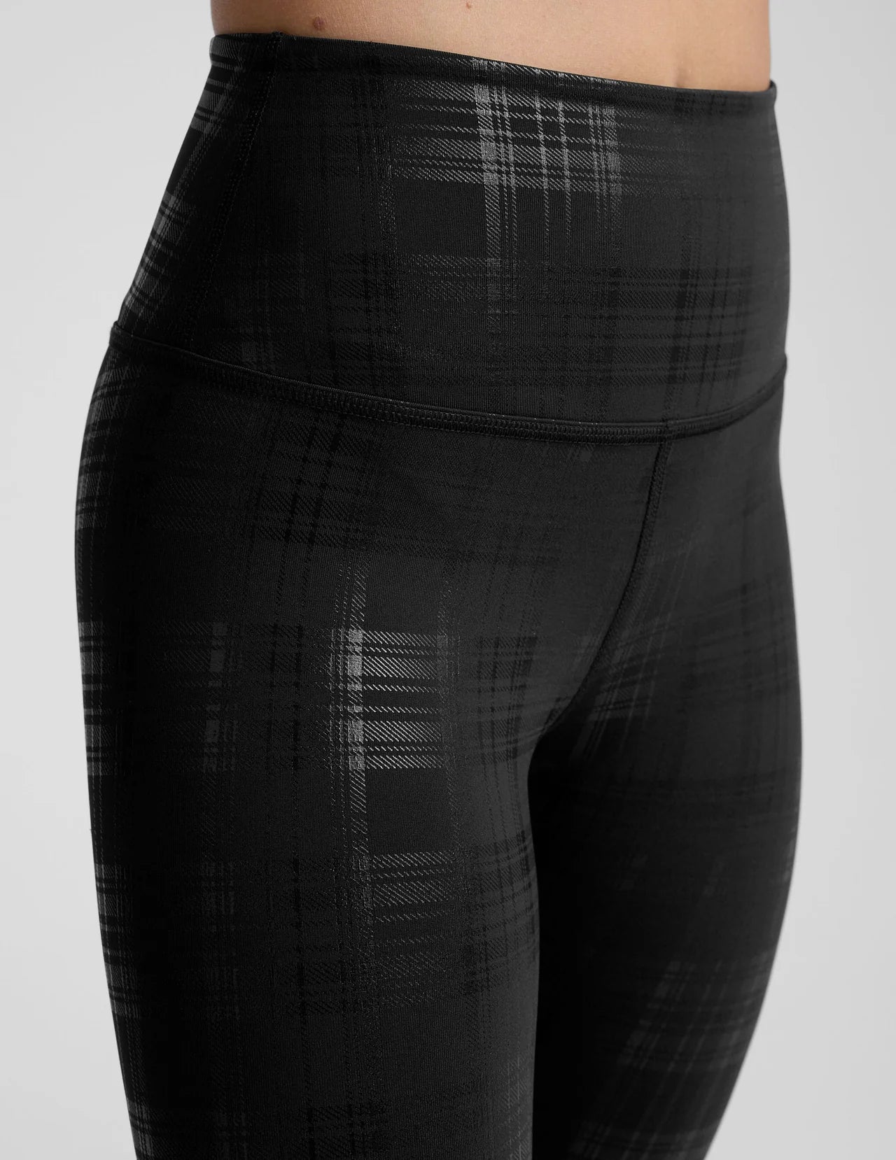 Plaid Foil Black High Waisted Midi Legging