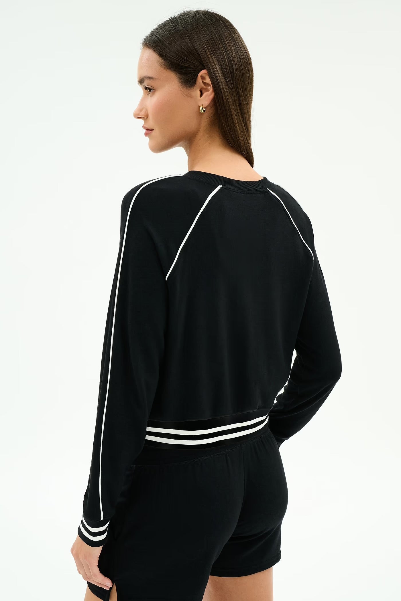 Brooks Fleece Sweatshirt with Stripe- Black