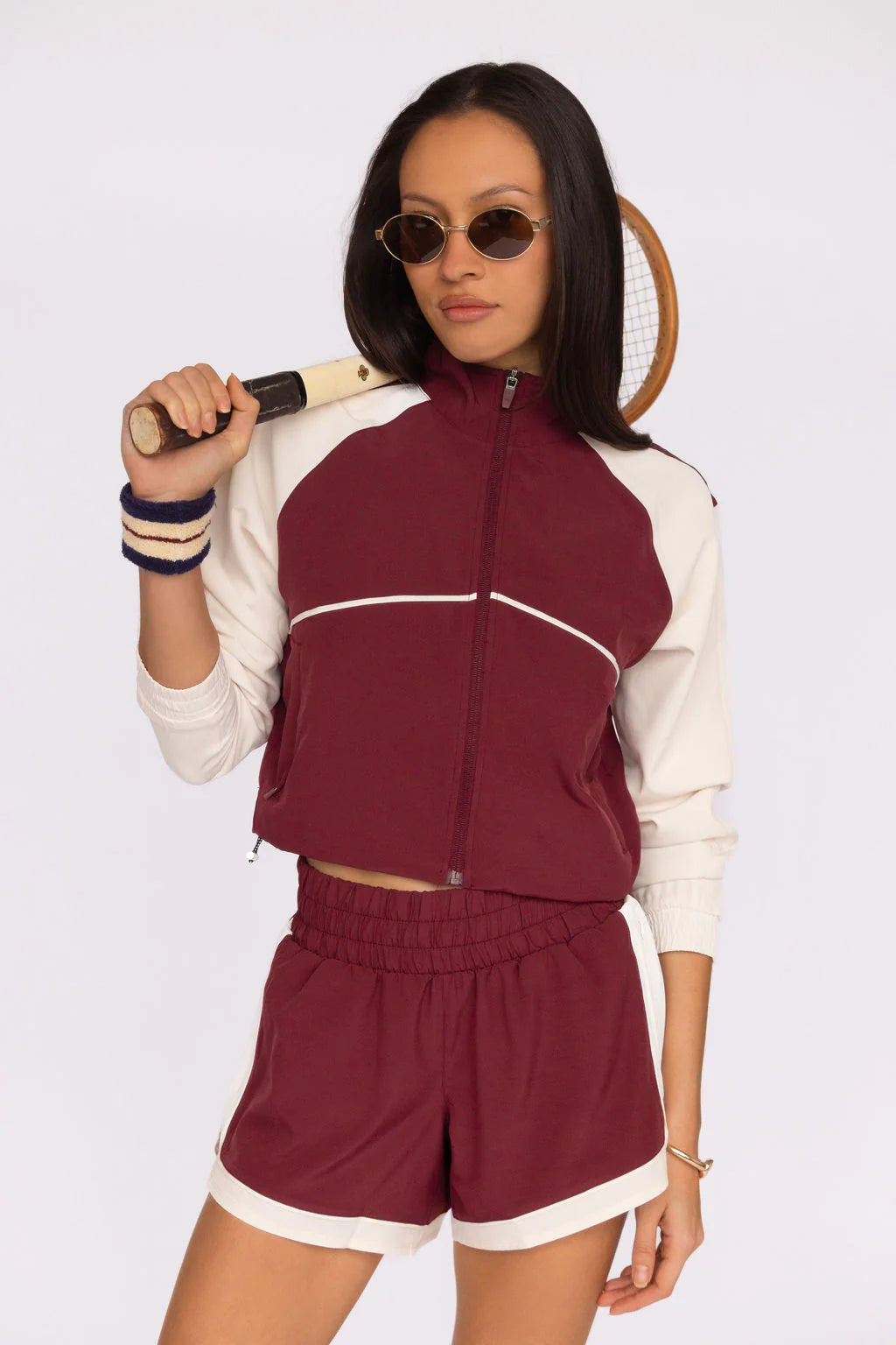Nicole Cropped Jacket- burgundy