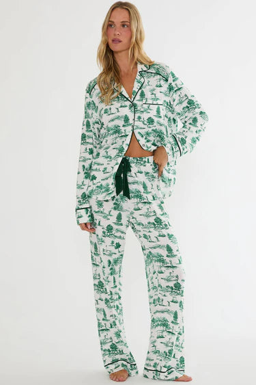 Livy Top & Connie Pant Set Green Fairway Toile