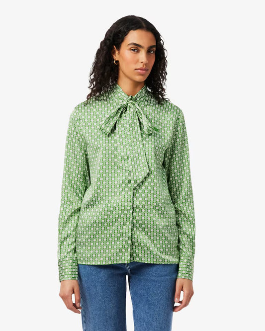 Removable Tie Collar Shirt- vert/blanc