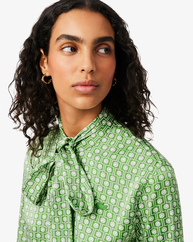 Removable Tie Collar Shirt- vert/blanc