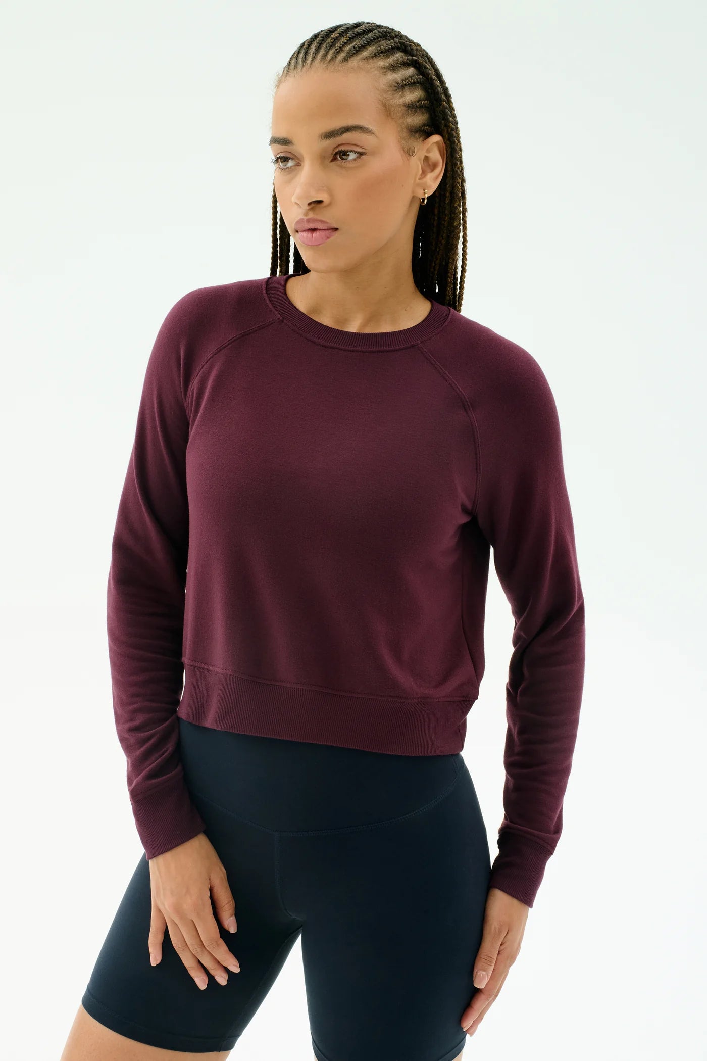 Brooks Fleece Long Sleeve Sweatshirt- dark cherry