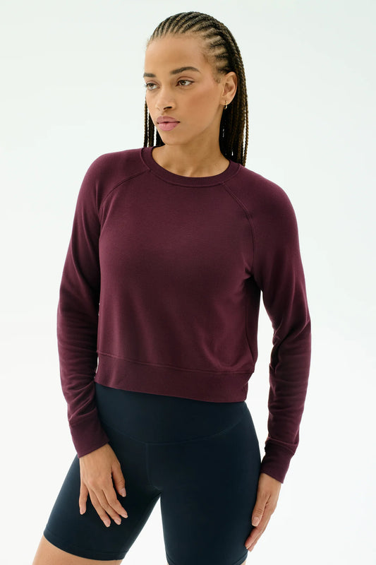 Brooks Fleece Long Sleeve Sweatshirt- dark cherry