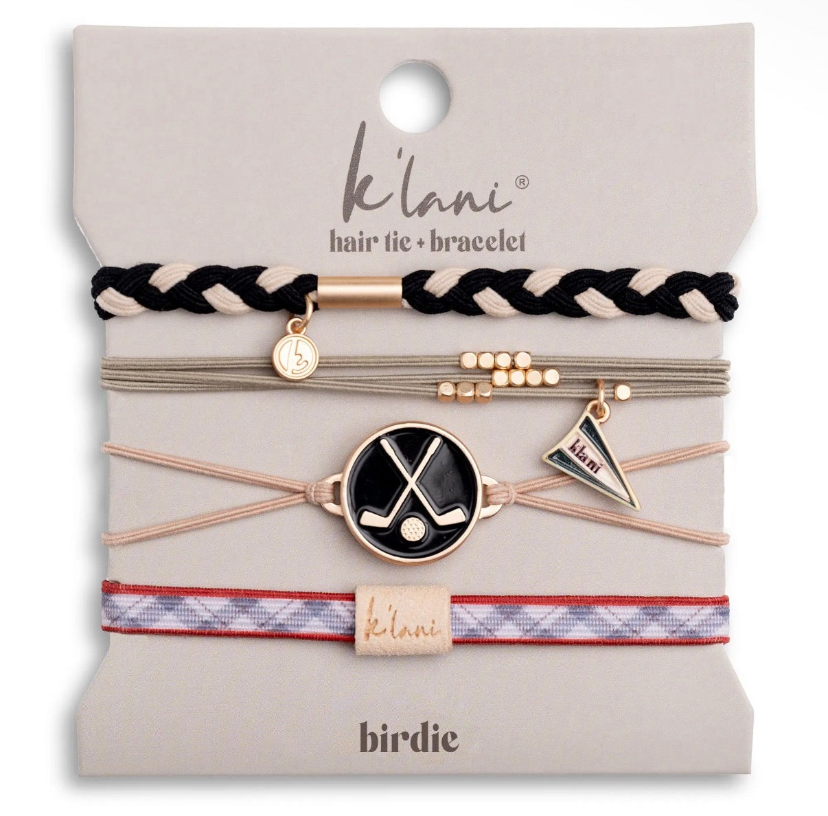 “Birdie” black & green hair tie bracelets with removable ball marker